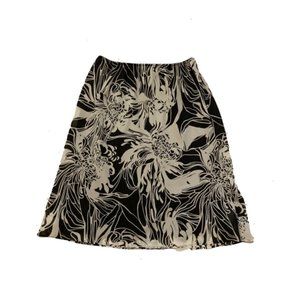 Hillard and Hanson Black and White Abstract Floral A-Line Skirt